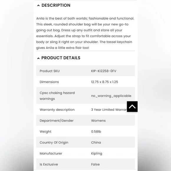 Kipling Anila Crossbody Shoulder Bag - Black Shine - Picture 5 of 12